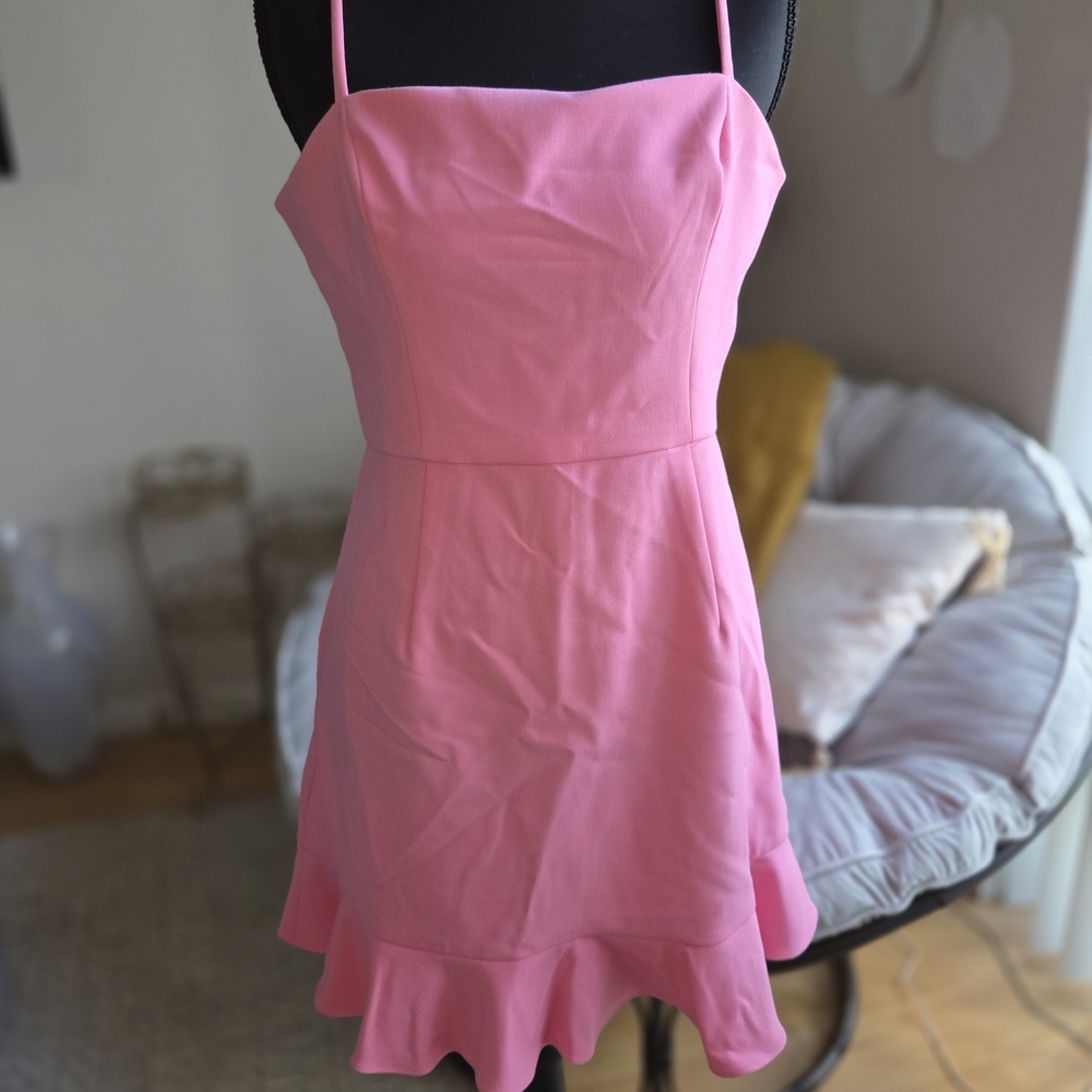 French Connection Pink Mini Dress with Ruffle Hem